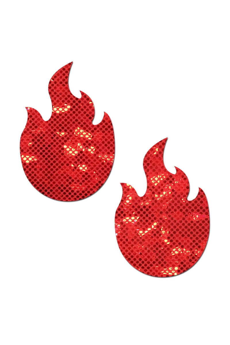 Pastease Flame Nipple Pasties - Red Glitter Disco Ball 1 Pastease Flame Nipple Pasties - Red Glitter Disco Ball