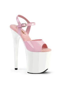 Pleaser USA Flamingo-809 8inch Pleasers - Patent Baby Pink/White