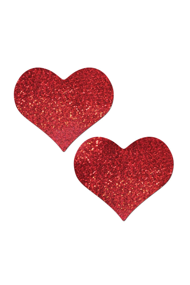 Pastease Heart Nipple Pasties - Red Glitter 1 Pastease Heart Nipple Pasties - Red Glitter