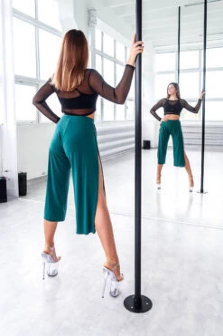 REV ACTIV Sensual Flow Pants (with Leg Slit) - Malachite -Pole Dance Clothing Shop spodniesensualmalachiteback