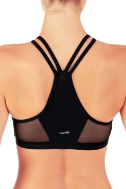 Dragonfly Victoria Sports Bra - Black Mesh -Pole Dance Clothing Shop vm1