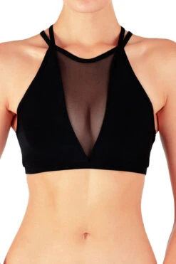 Dragonfly Victoria Sports Bra - Black Mesh -Pole Dance Clothing Shop vm2